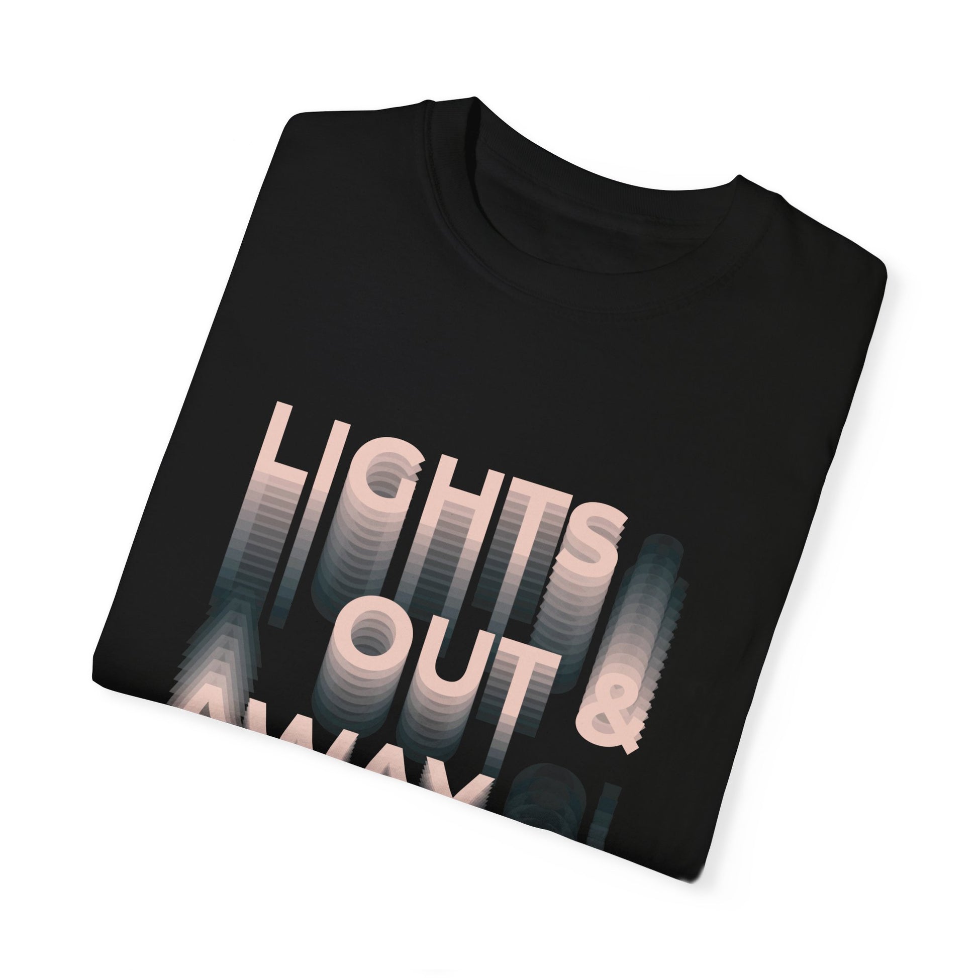 Supima black t-shirt of David Croft's line 'It's lights out and away we go'. Folded. Made with world's best cotton, Supima, especially for all the true Formula 1 fans. Buy this Formula 1 T-shirt now!